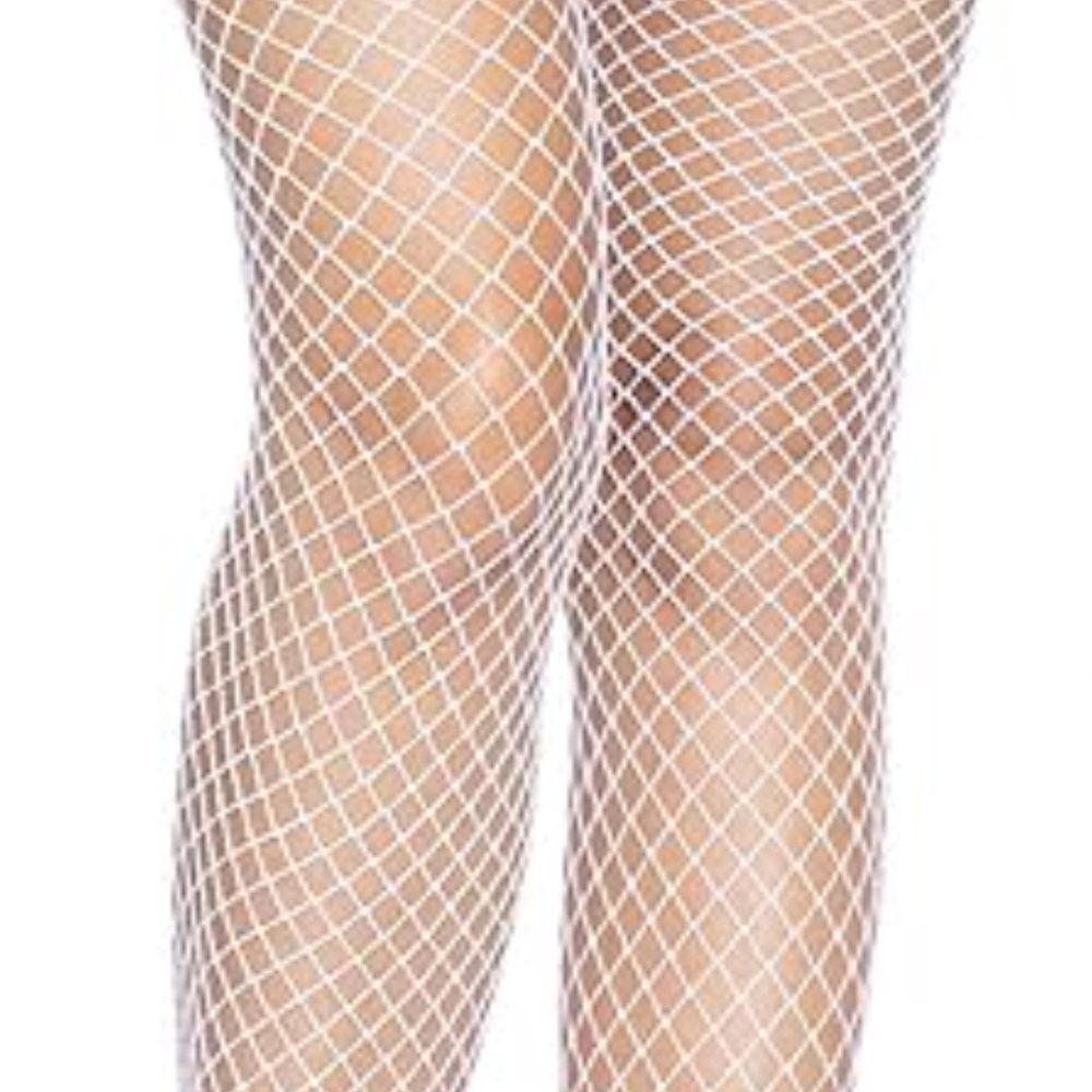 Leg Avenue White Lycra Industrial Net Thigh High Stockings One Size - Picture 6 of 7